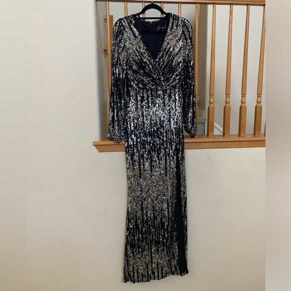 Adam Dresses & Skirts - Elegant Betsy Adams Black and silver Sequin Gown